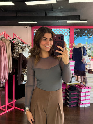 After Hours Mesh Top Charcoal