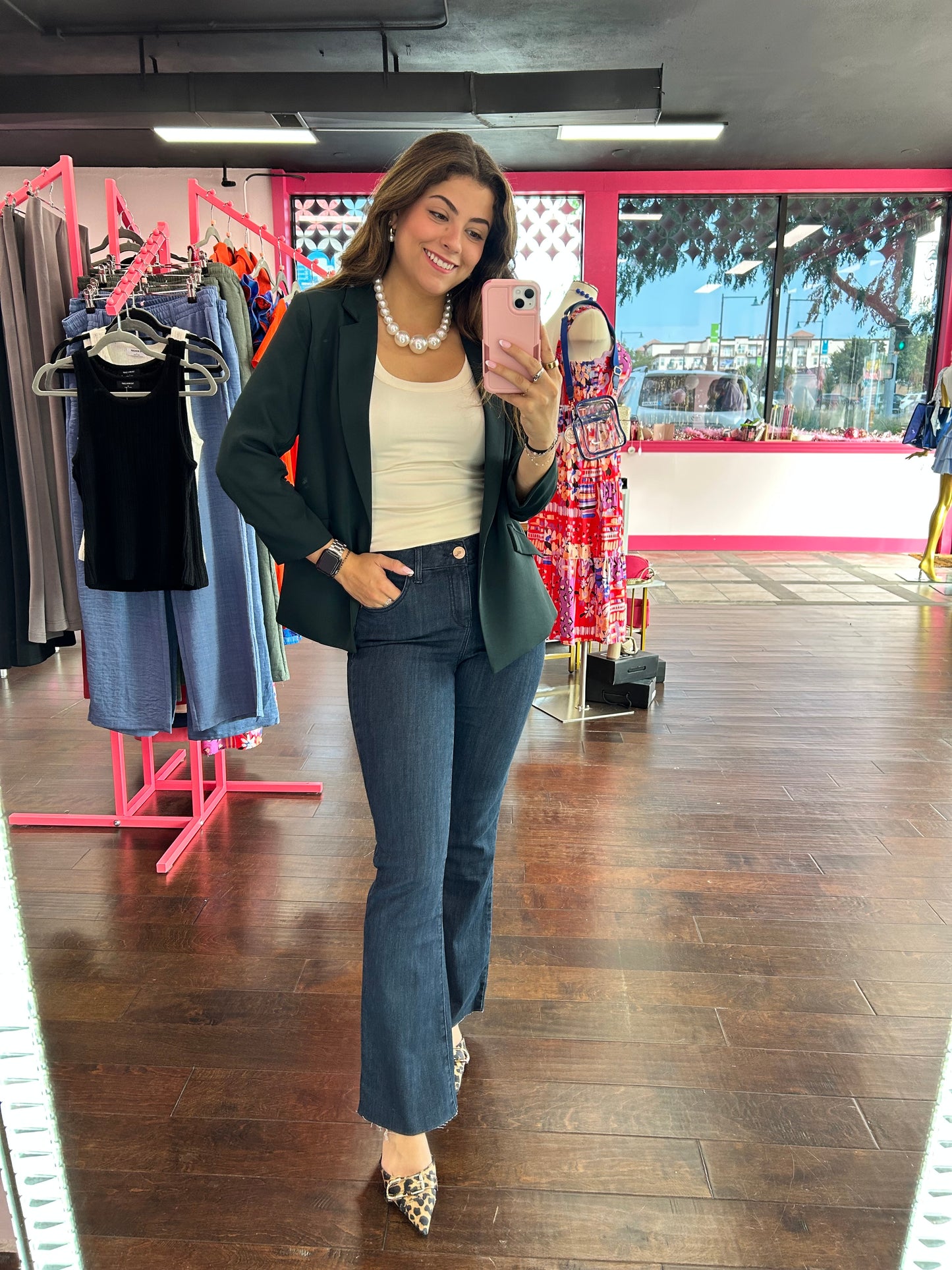3/4 Sleeve Blazer Forest Green