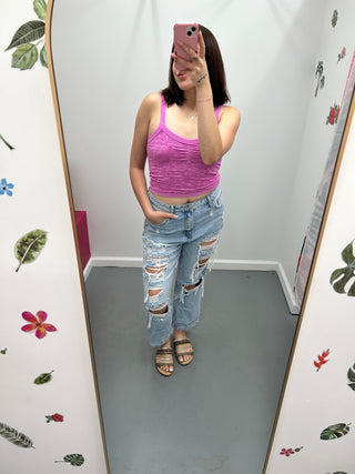 Double Layer Lace Tank Persian Pink