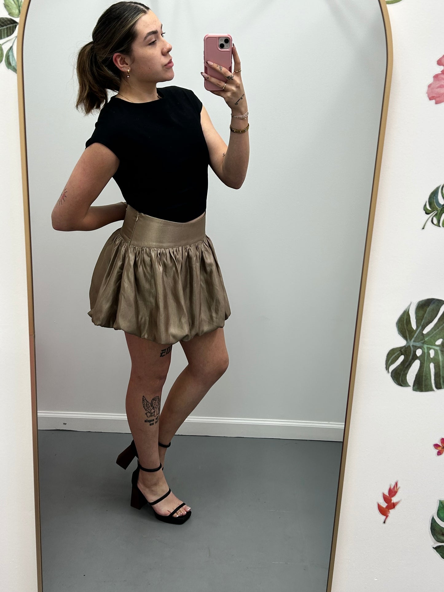 Mini Bubble Skort Tan