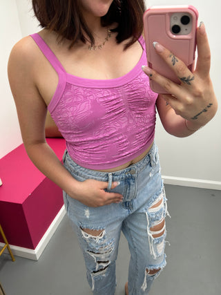 Double Layer Lace Tank Persian Pink