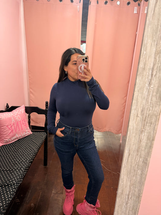 Curvy Butter Stretch Bodysuit Navy