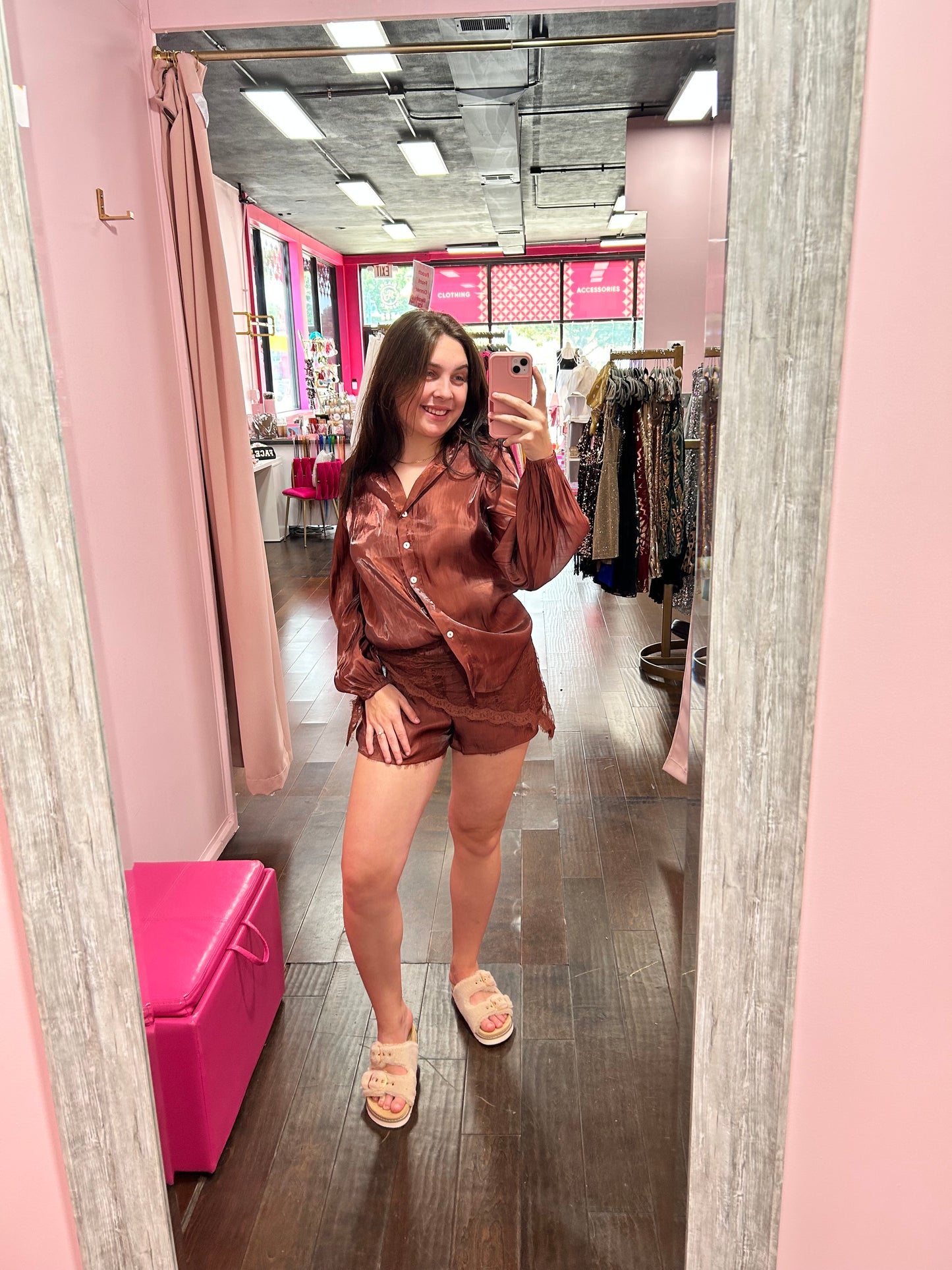 After Dark Satin Blouse Espresso