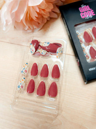 GC Press On Nails Mauve Flowers