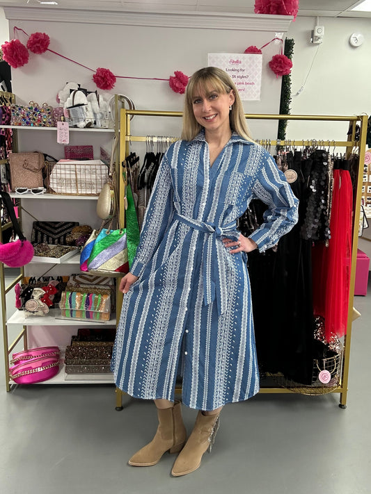 Embroidered Shirt Dress