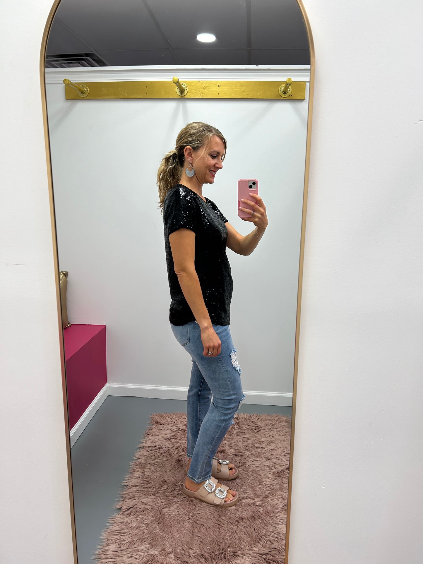 Sequin Top Black