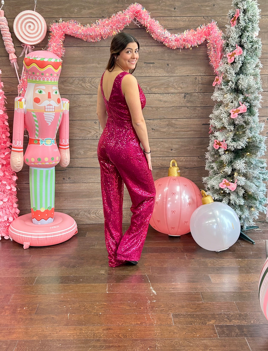 Sequin Jumpsuit Magenta