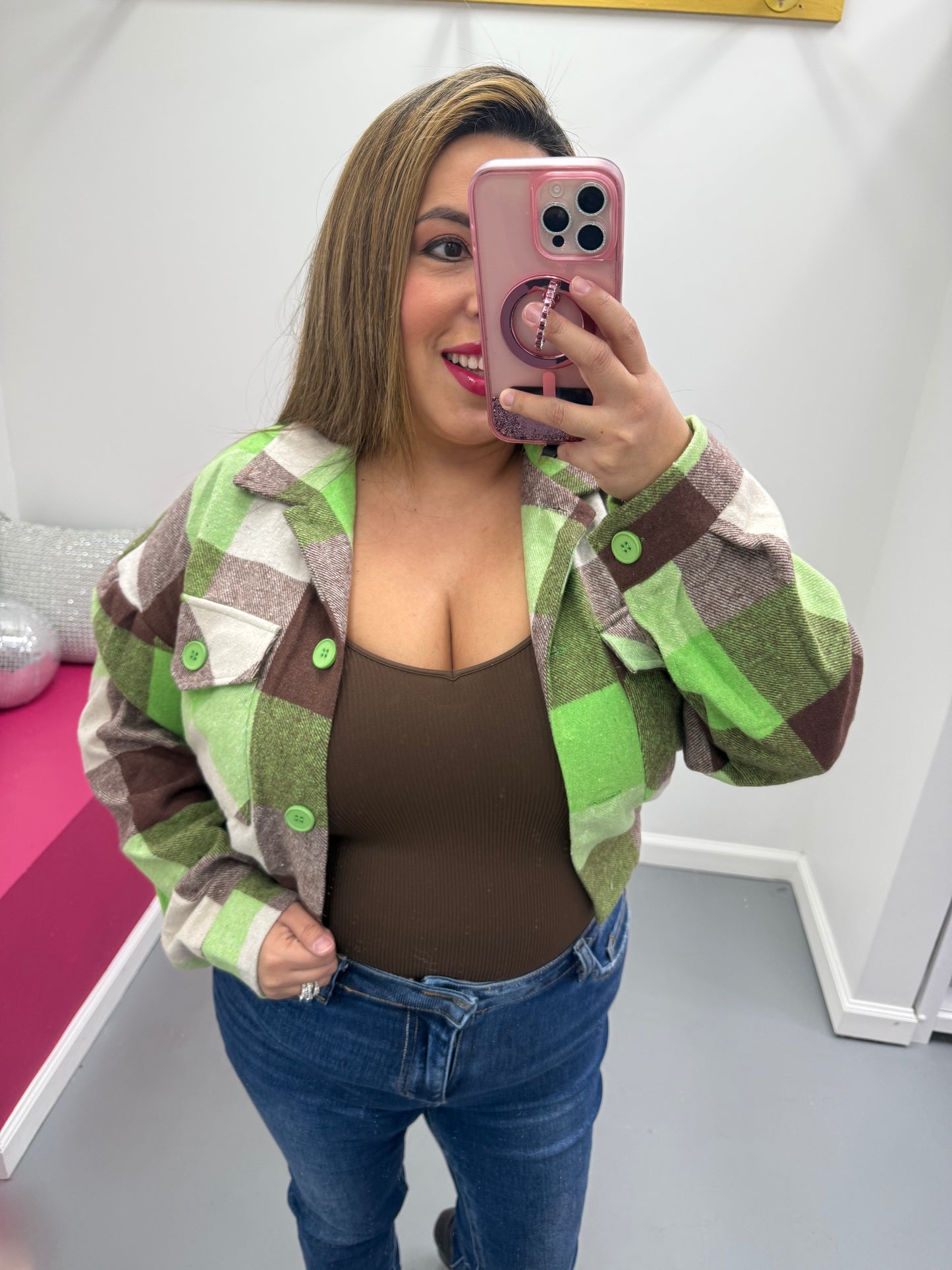 Cropped Plaid Jacket