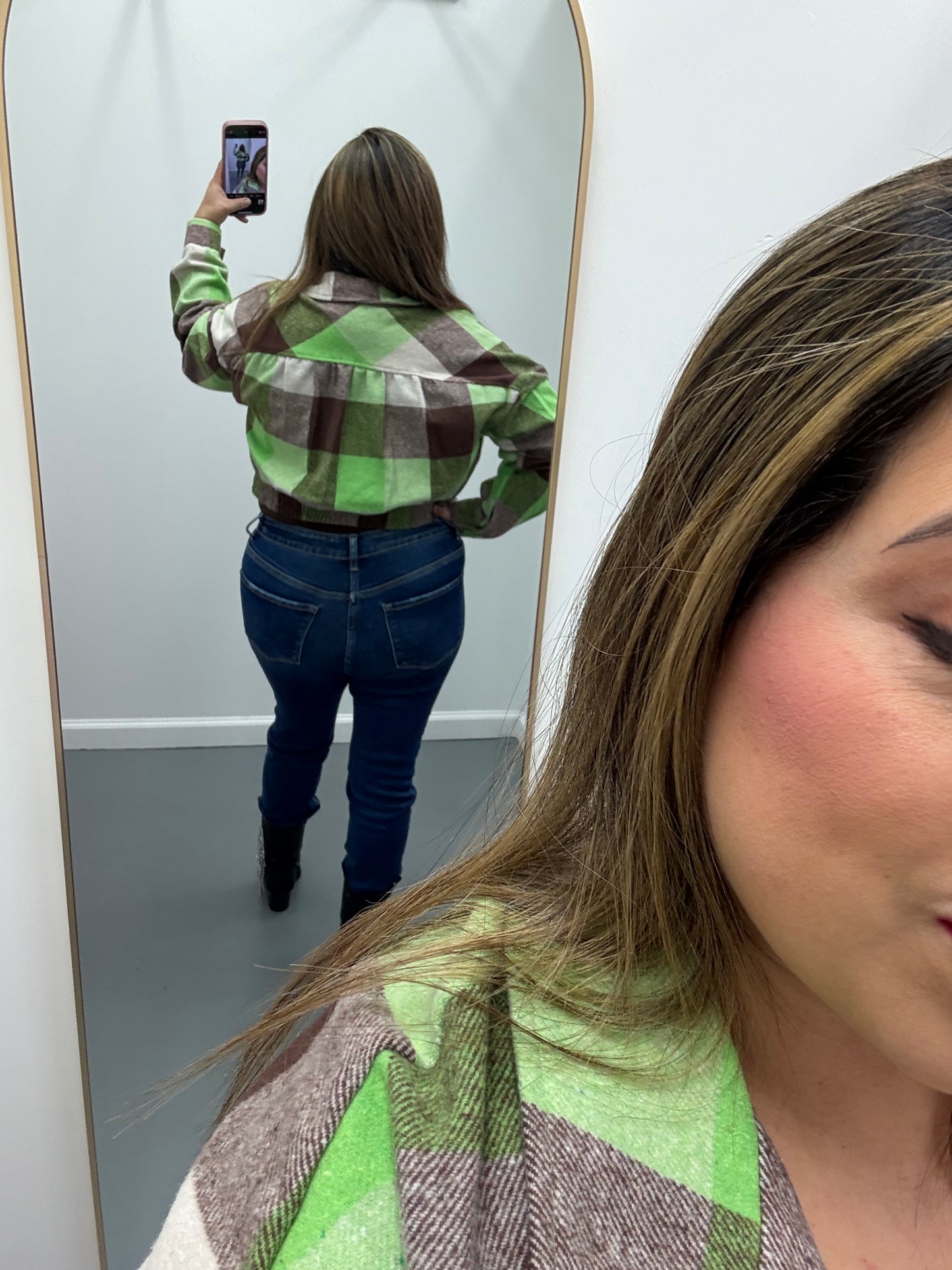 Cropped Plaid Jacket