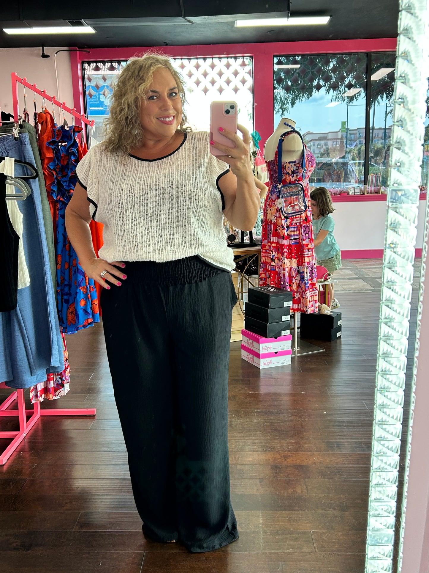 Curvy Smocked Wide Leg Pants