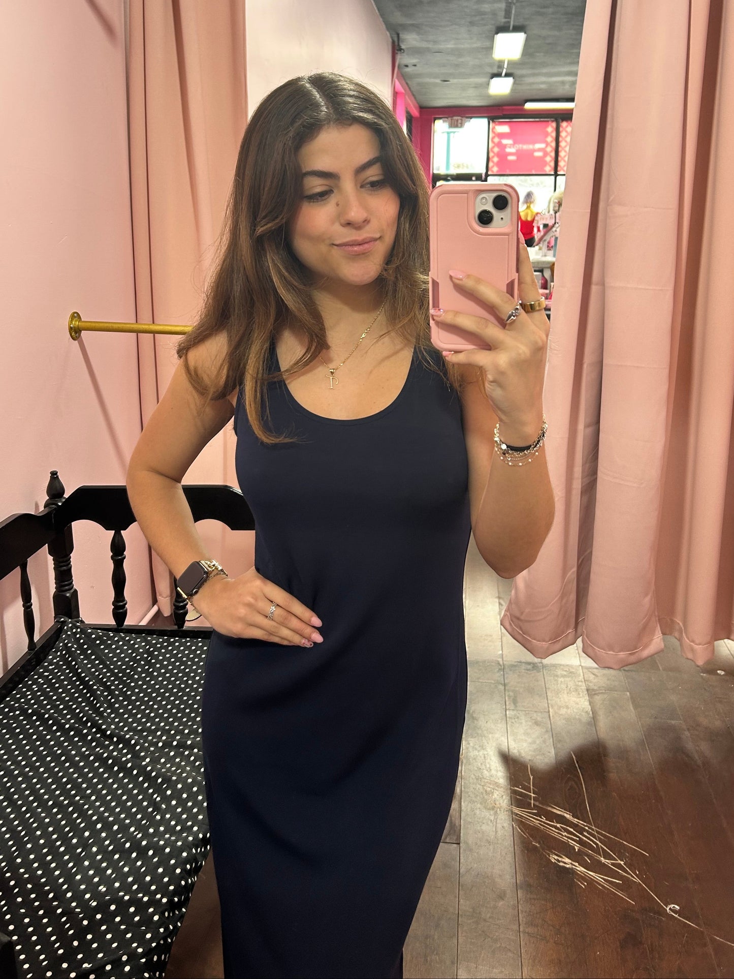 Luxe Tank Maxi Dress Navy