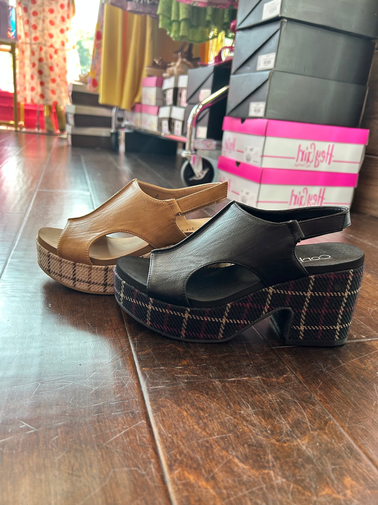 The Plaid Chic Wedge Tan