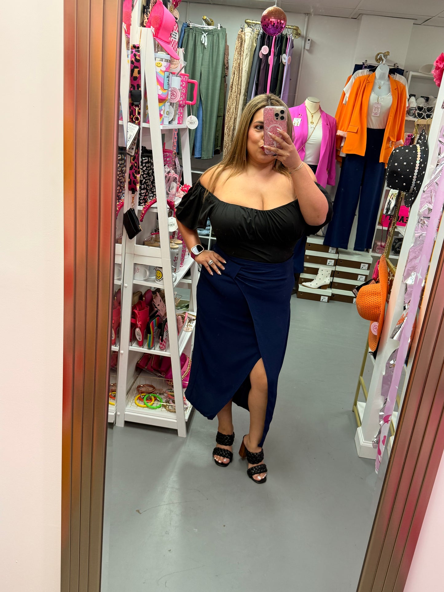 Wrap bow skirt navy
