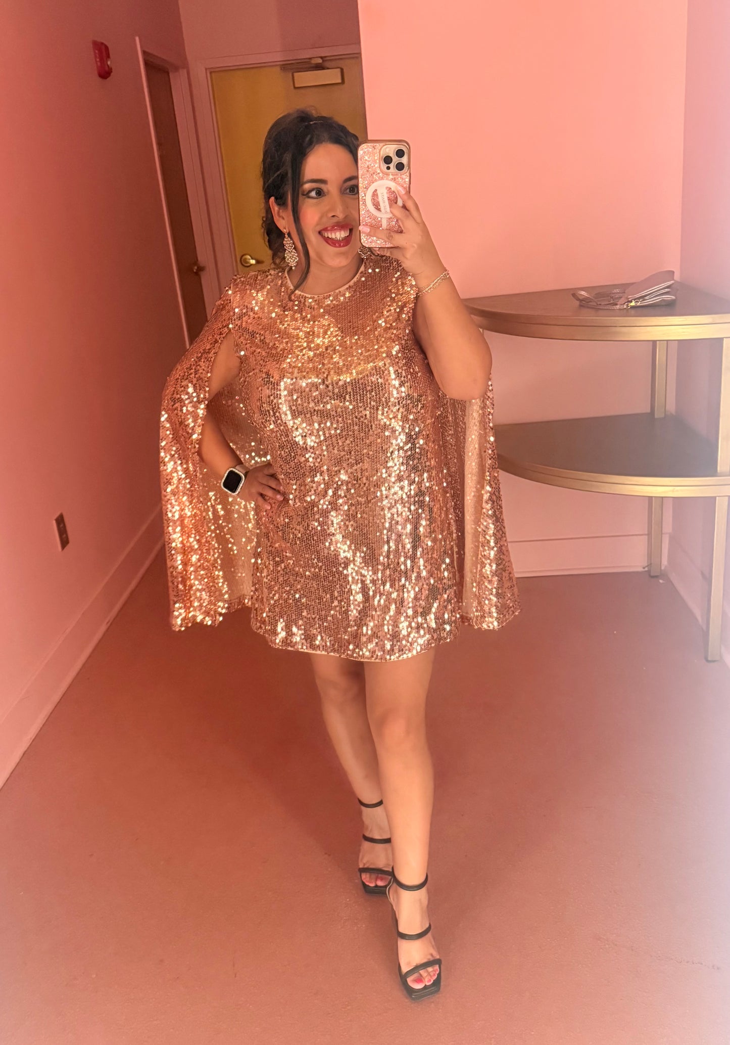 Sequin Cape Mini Dress