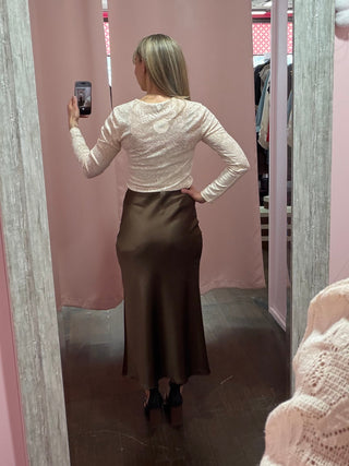 Long Sleeve Lace Top Cream