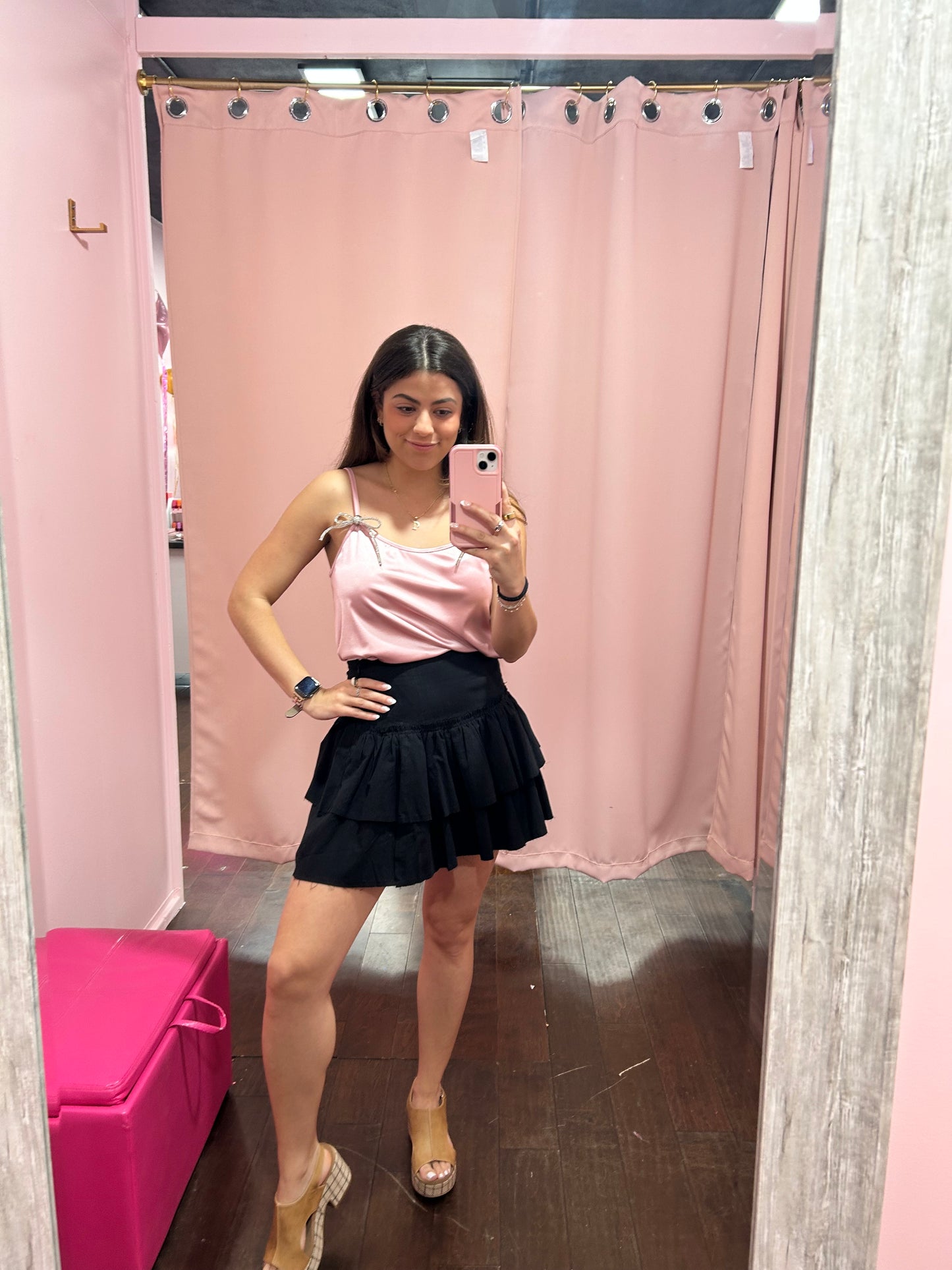 Sweet Ruffle Mini Skirt Black