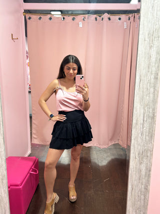 Sweet Ruffle Mini Skirt Black