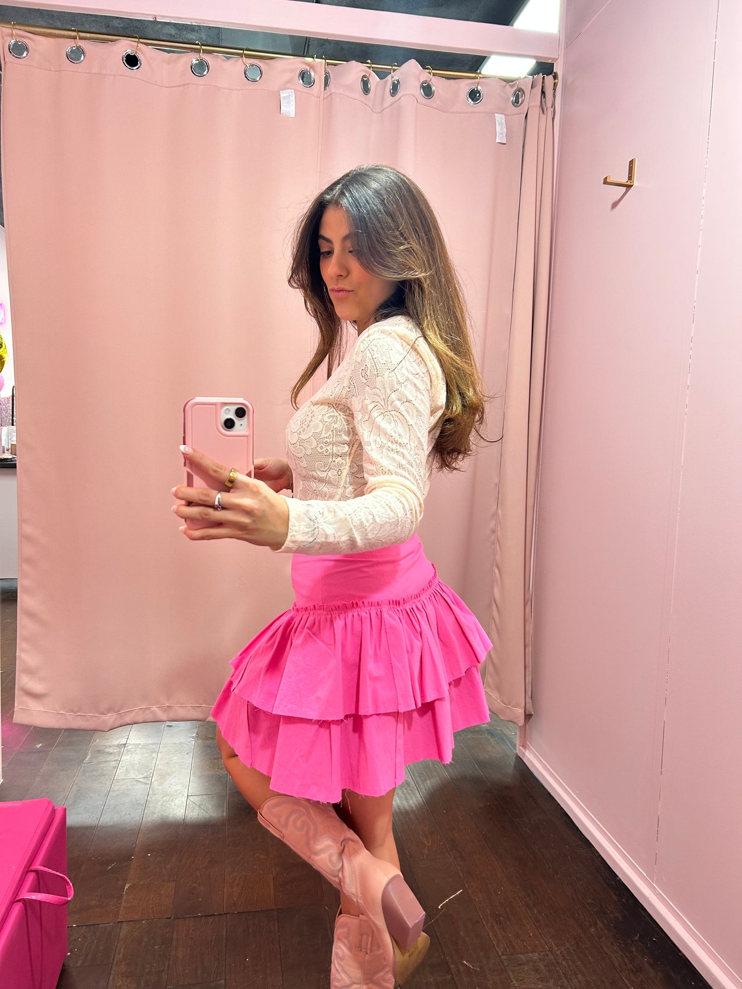 Sweet Ruffle Mini Skirt Black