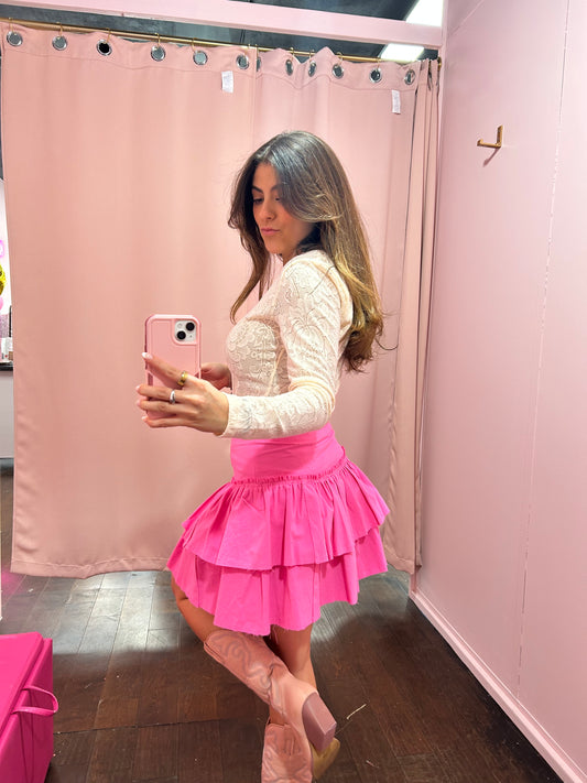Sweet Ruffle Mini Skirt Bubblegum
