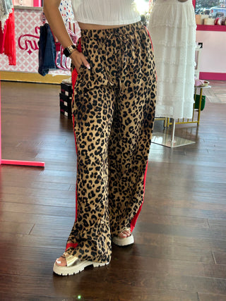 Curvy Leopard Print Red Pants