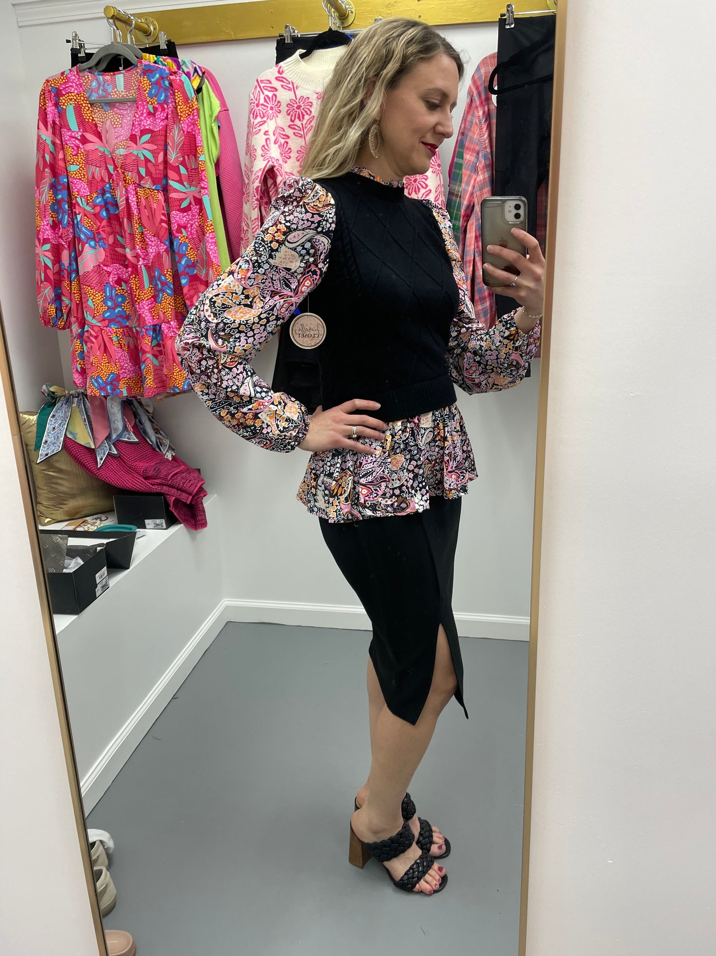 Pencil Skirt Side Slit Black