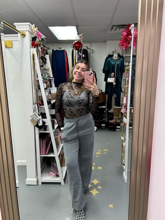 Wide Leg Scuba Sweatpants Gray