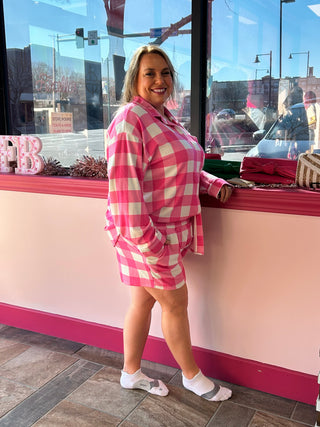 Pink Plaid PJ Set