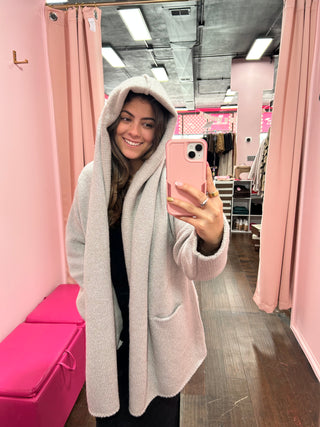 Oversized Hooded Coatigan Gray