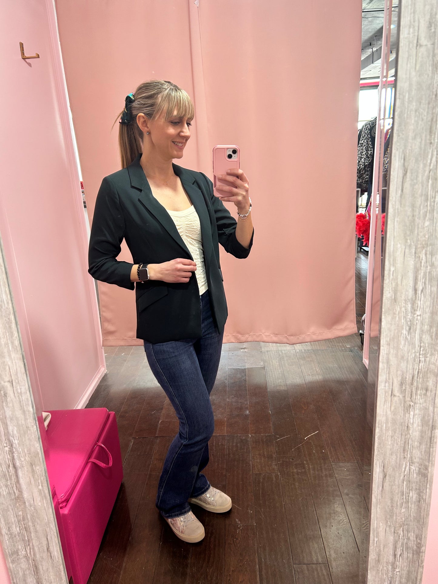 3/4 Sleeve Blazer Forest Green