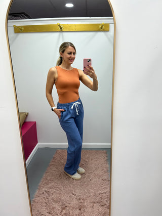 Chambray Wide Leg Pant