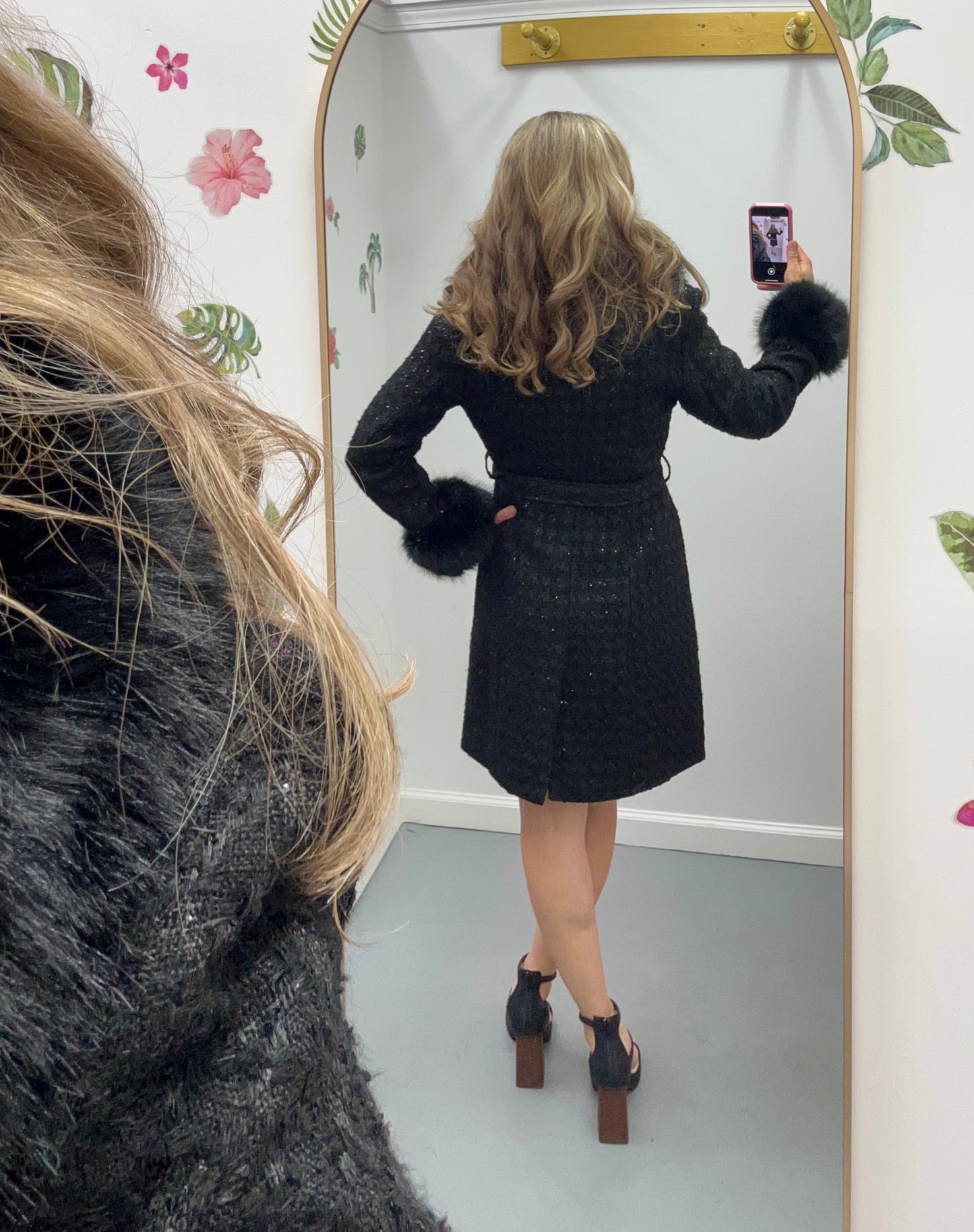 Black Coat Removable Fur Collar