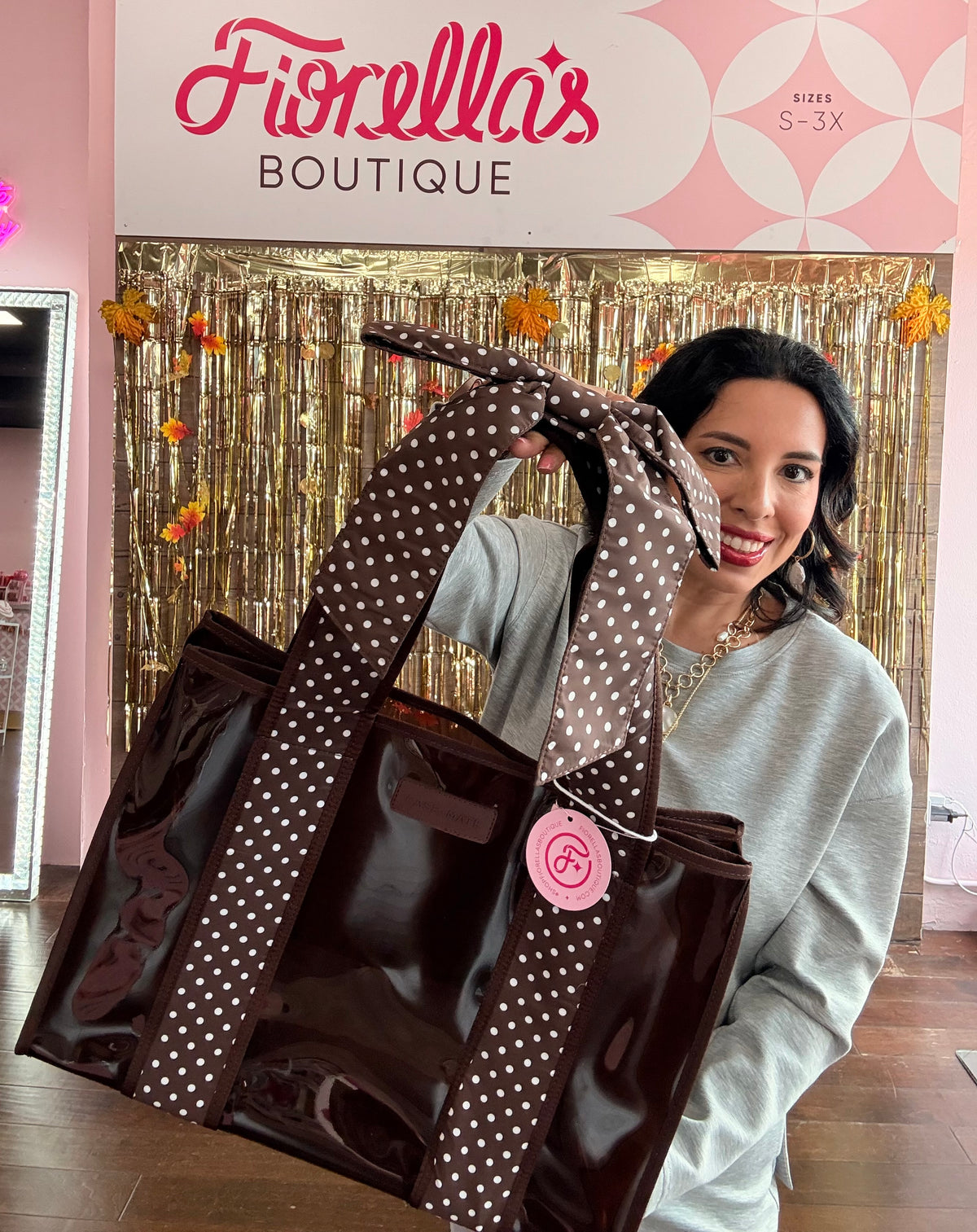 Espresso Polka Dot Bow Jelly Tote Bag