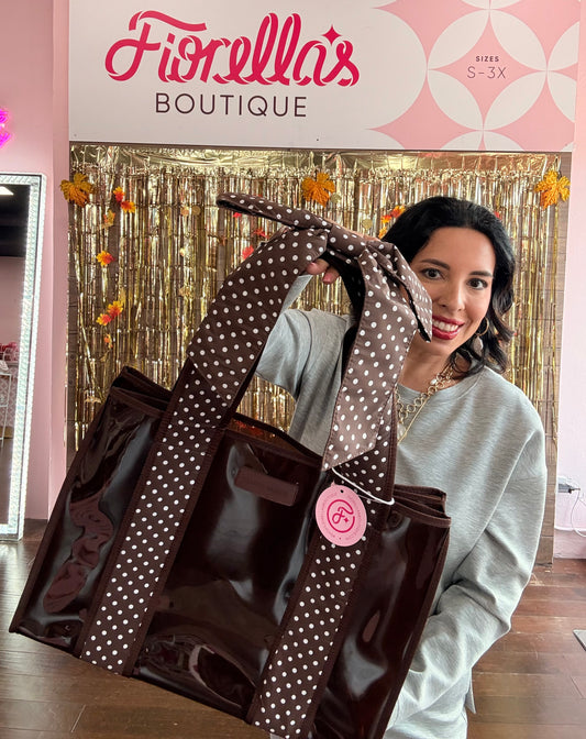 Espresso Polka Dot Bow Jelly Tote Bag