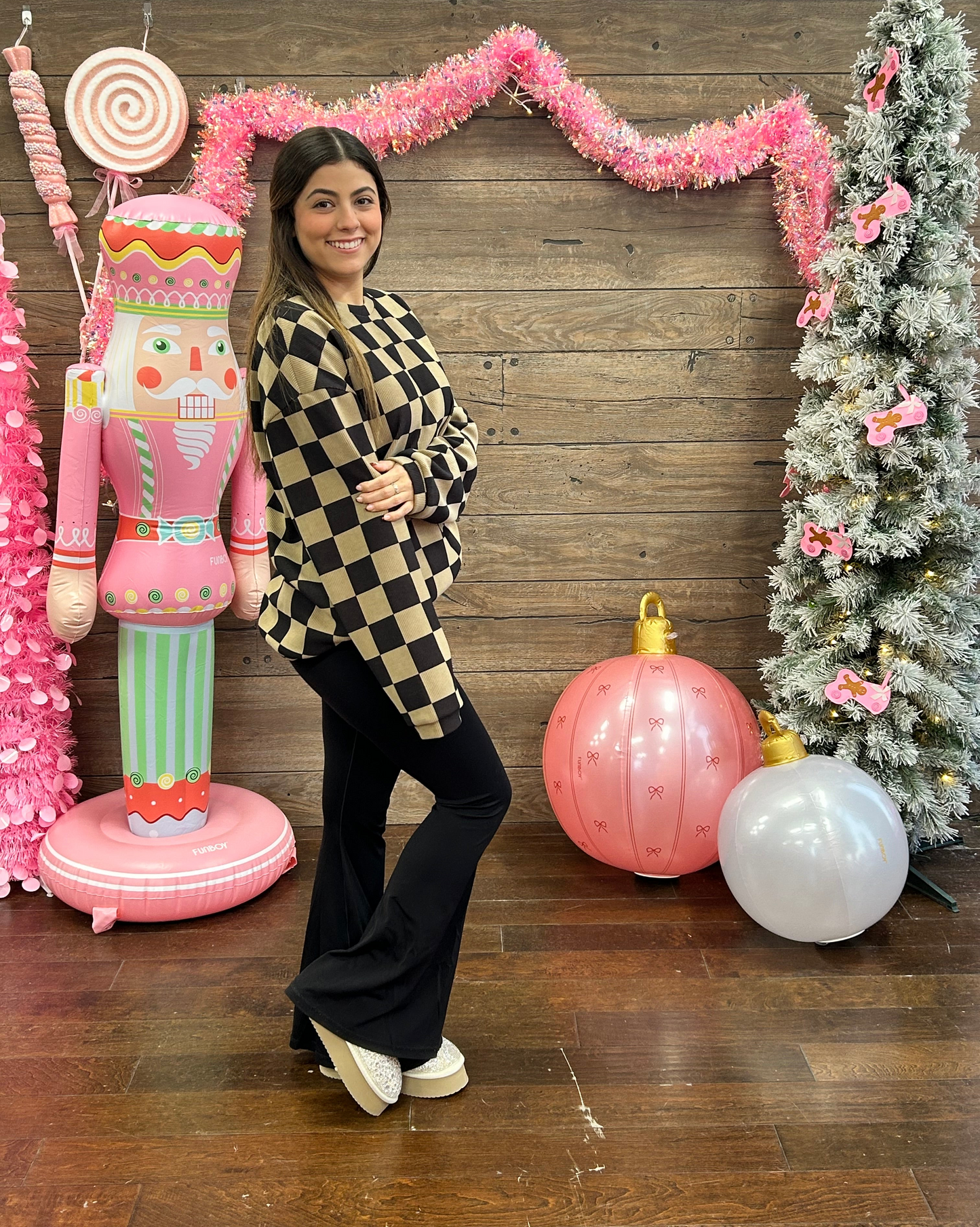 Checkered Casual Glam Sweatshirt