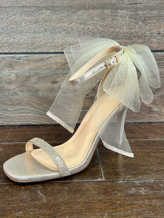 Glam Bow Heel Sandal Gold