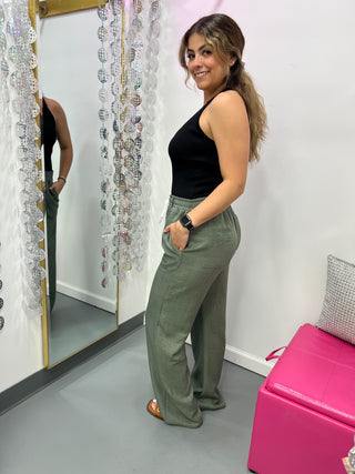 Wide Leg Pants Olive