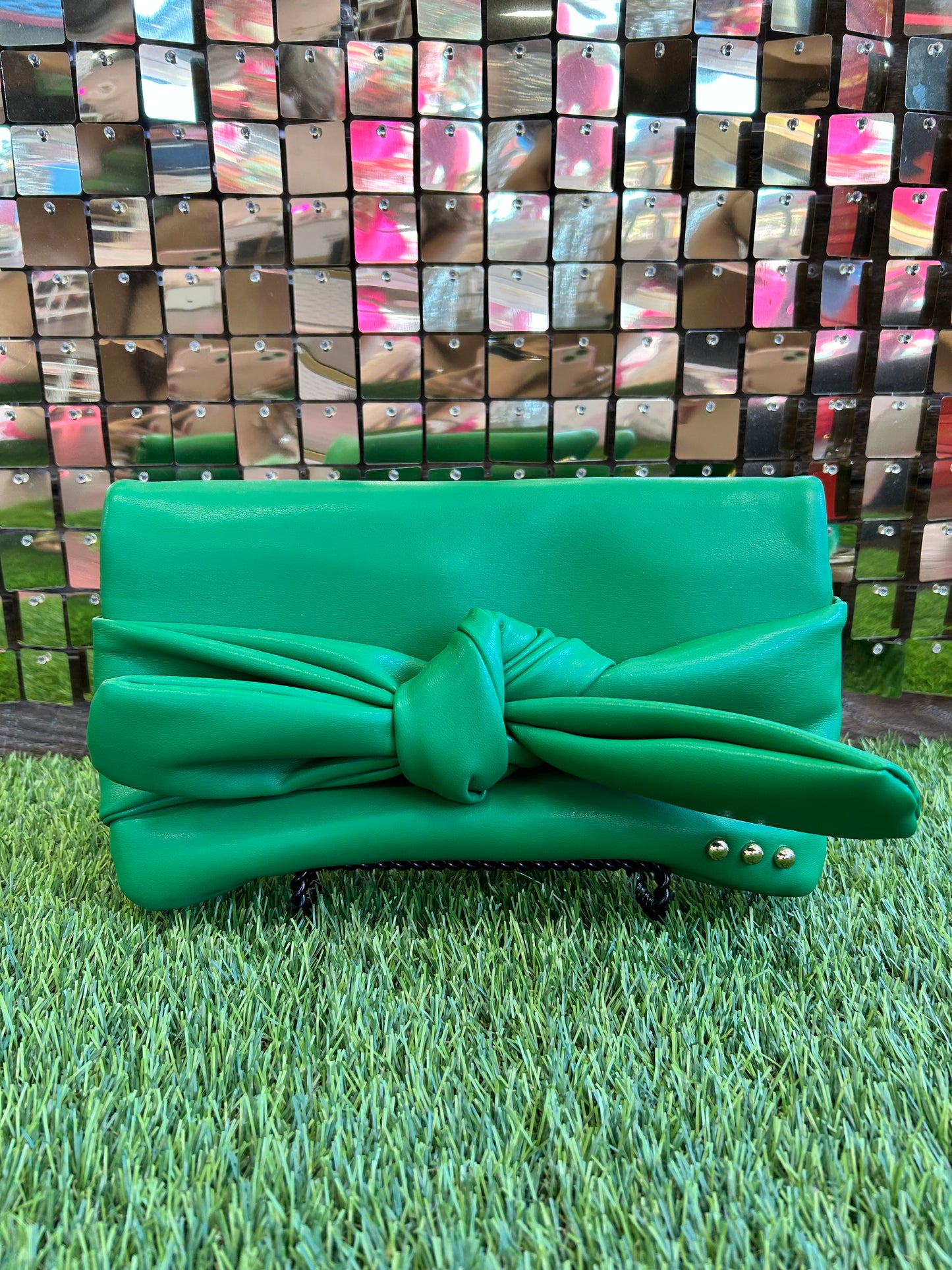 Bow Clutch Crossbody Bag Green