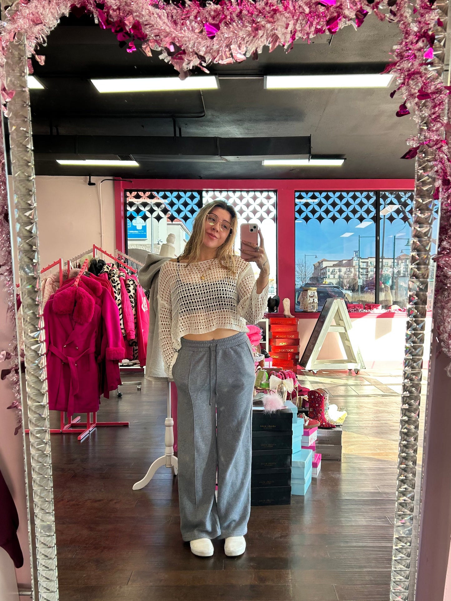 Wide Leg Scuba Sweatpants Gray