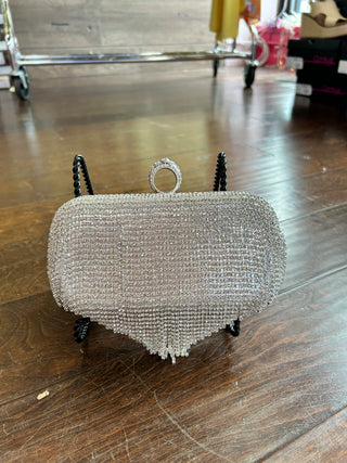 Dripping Sparkle Clutch Silver