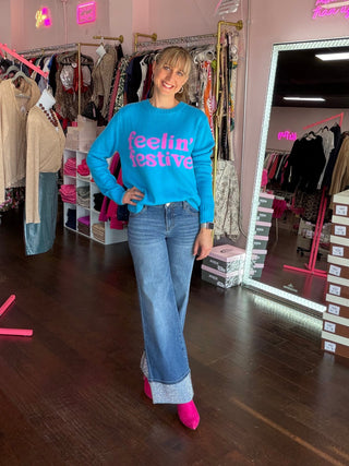 30" Cuff Crush Wide Leg Jeans
