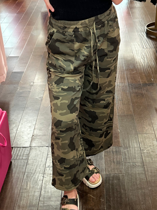 Camo Crush Wide Leg Sweatpants
