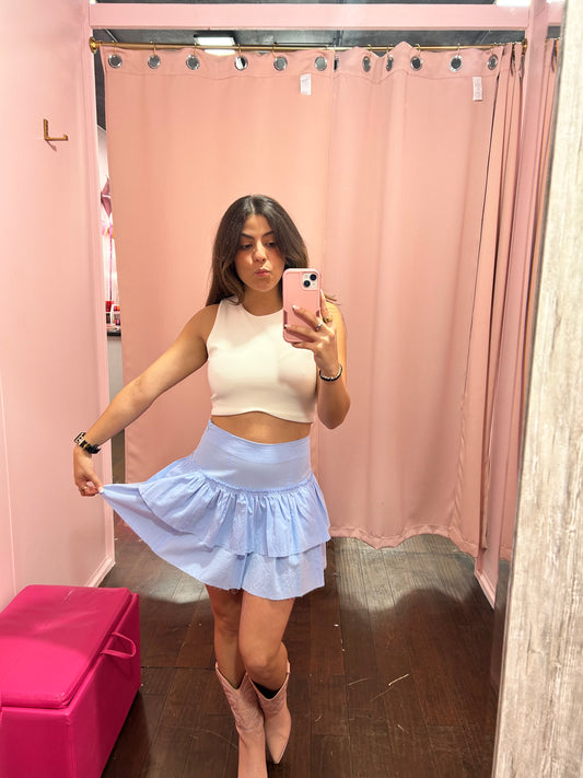 Sweet Ruffle Mini Skirt Sky
