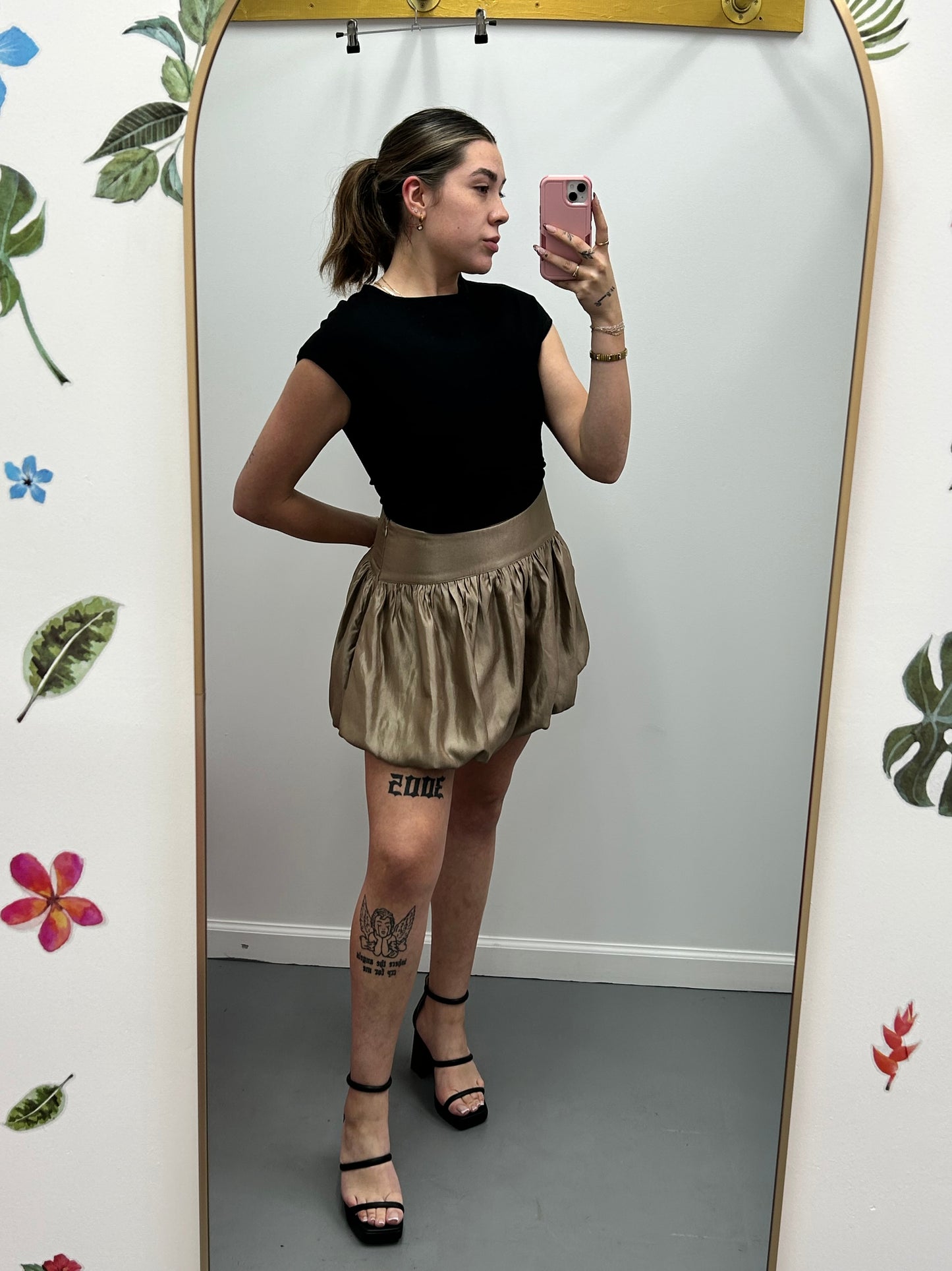 Mini Bubble Skort Tan