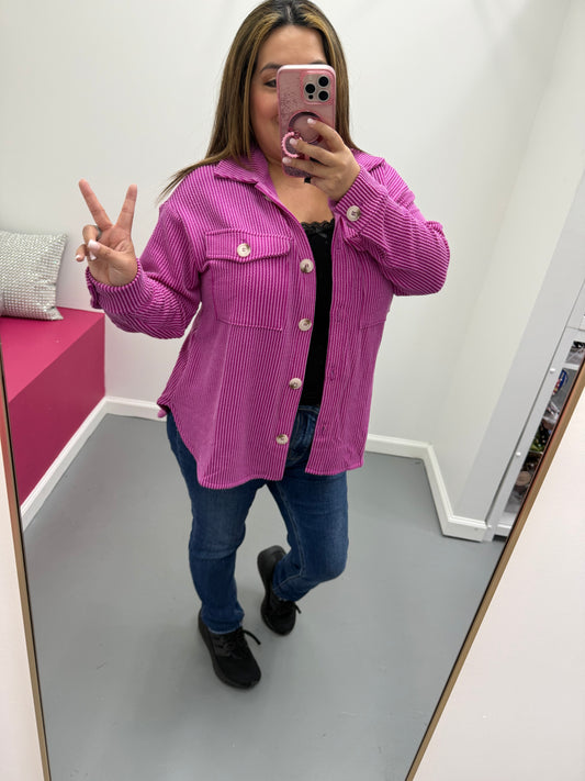 Ribbed Blouse Magenta