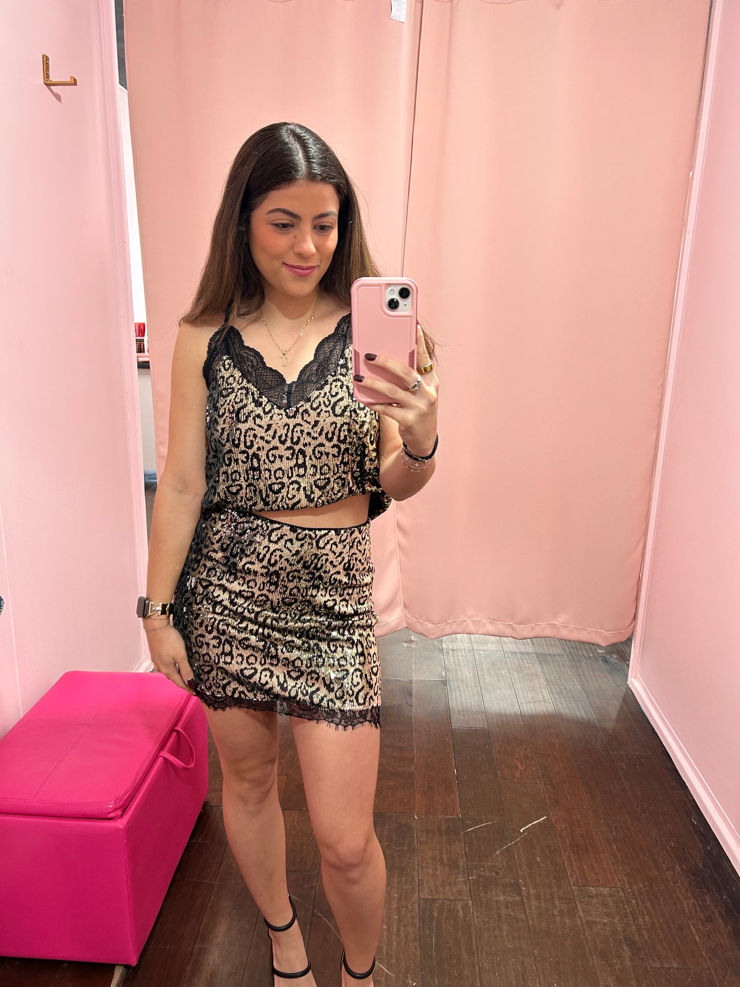Wild Sequin Lace Mini Skirt