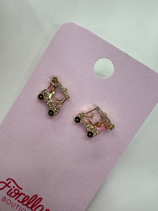 Pave Golf Cart Stud Earrings