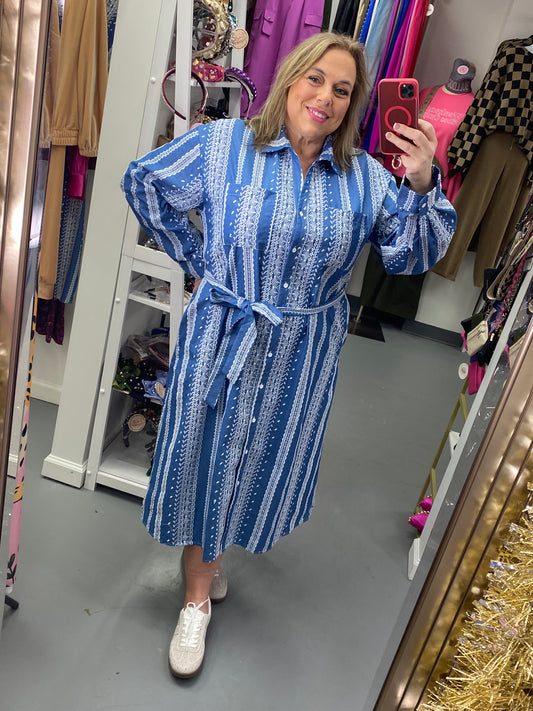 Curvy Embroidered Shirt Dress