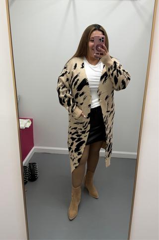 Abstract Animal Print Cardigan