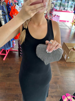 Dripping Sparkle Clutch Black
