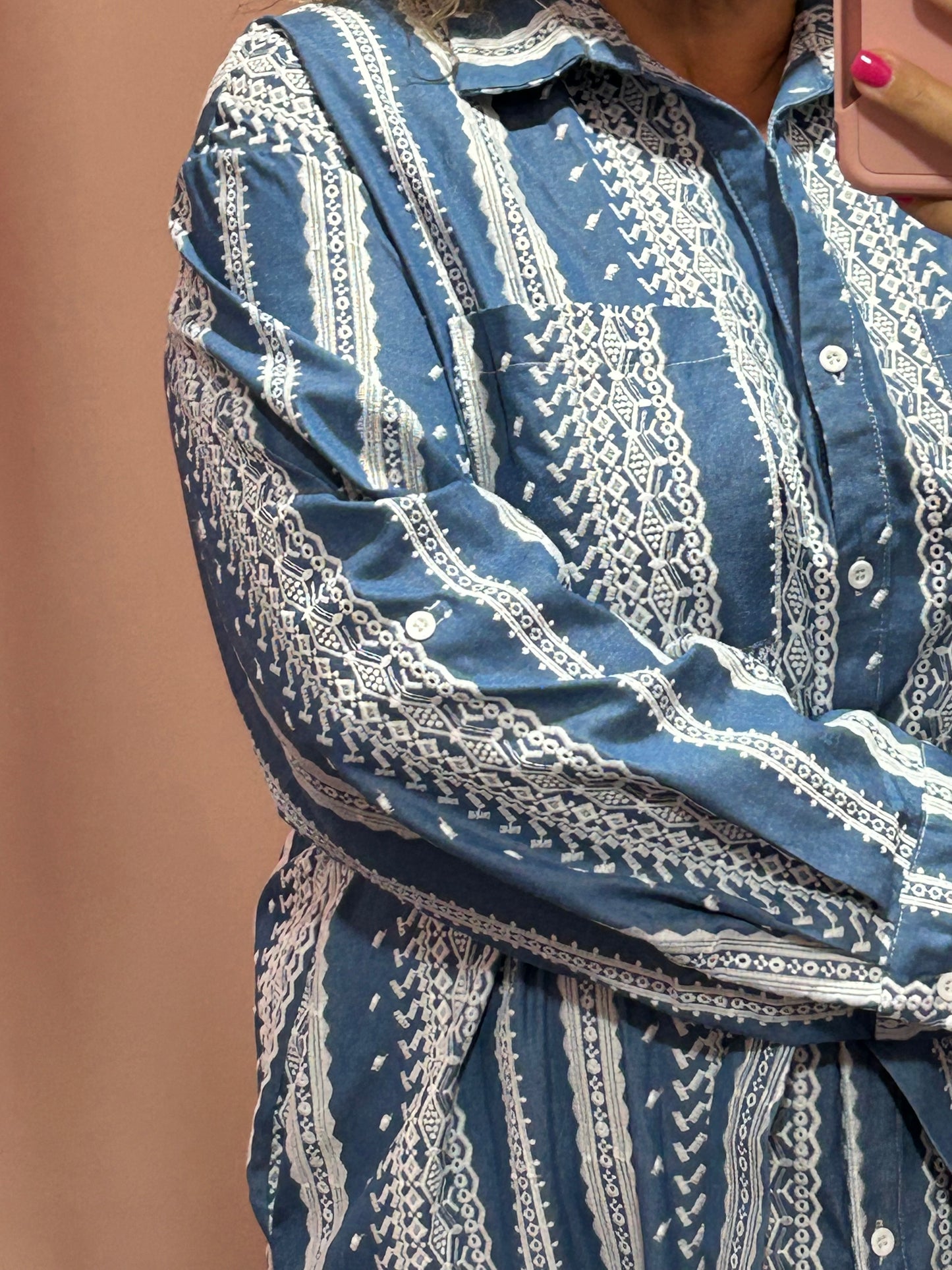Curvy Embroidered Shirt Dress